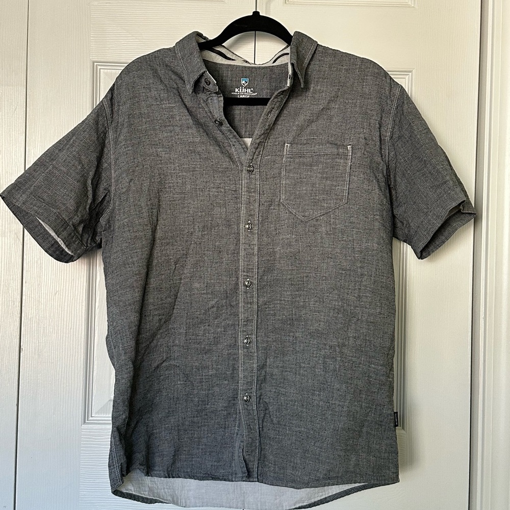 KUHL Mens Short Sleeve Gray Casual Button Down Shirt Size Large